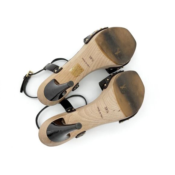 LOUIS VUITTON Idylle Monogram Platform Pumps Size 38 Peep Toe Patent Bow Brown - Picture 10 of 16